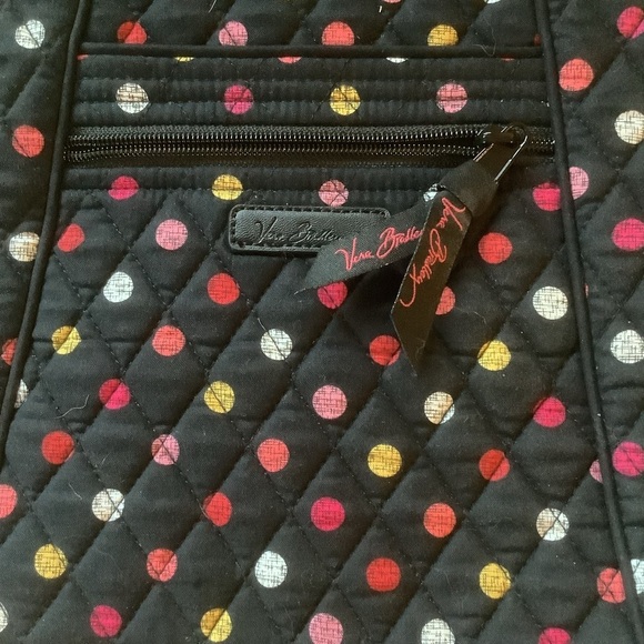 Vera Bradley Quilted Tote Bag Black Multicolor Polka Dots – Like New - Picture 5 of 10